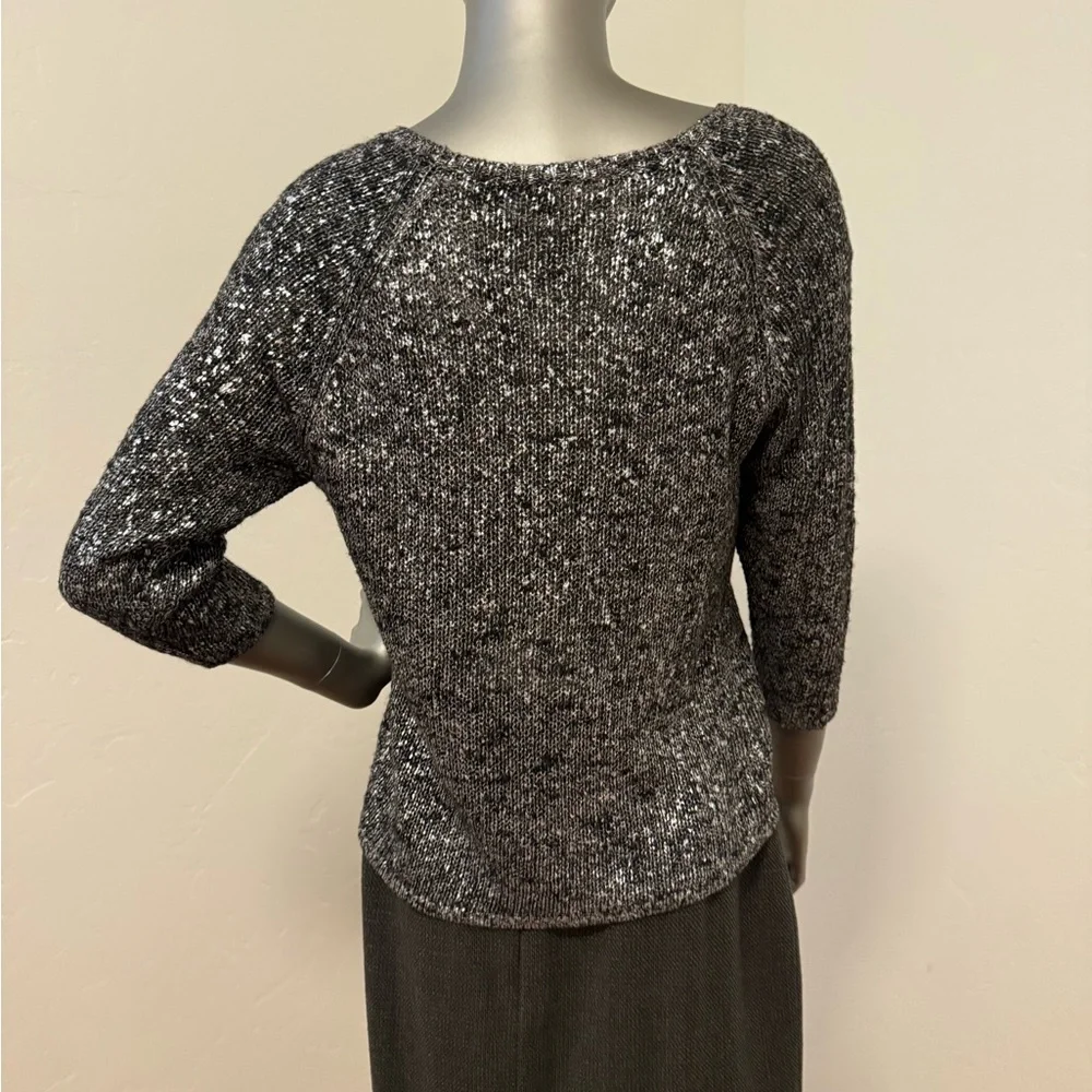 Eileen Fisher Karma Shimmer Metallic Scoop Neck Knit Sweater‎